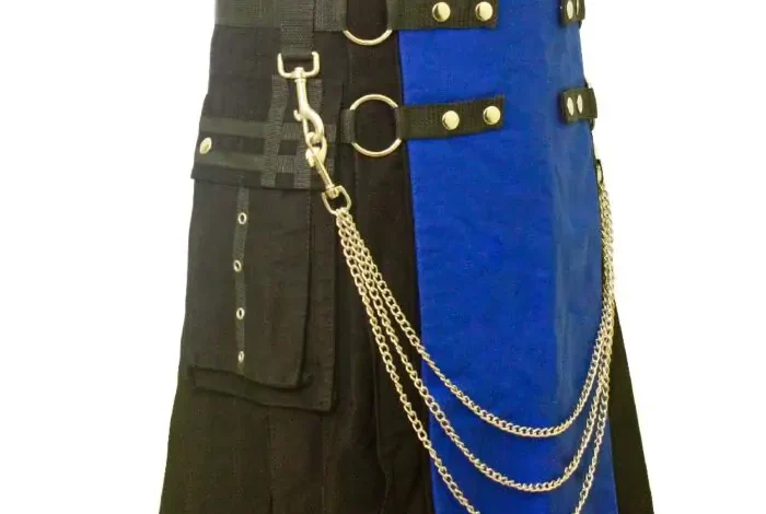 Hybrid Elegance: Blue and Black Tactical Kilt