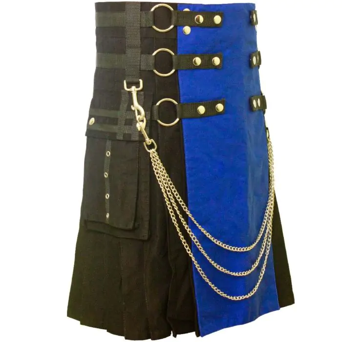 Hybrid Elegance: Blue and Black Tactical Kilt